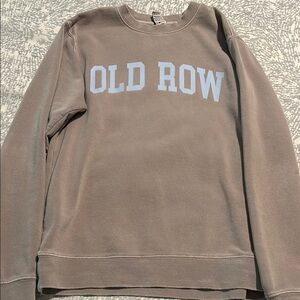 Gray and Blue Crew Neck Sweater with Ribbed Cuffs